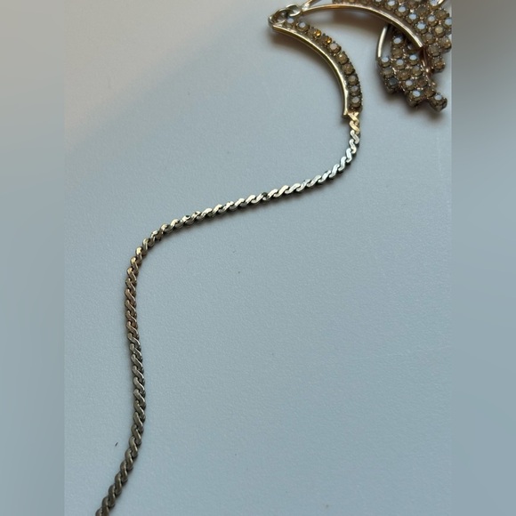 Vintage Gold Tone Rhinestone Statement Necklace Bridal Coquette Glam Choker 17in - Picture 9 of 16